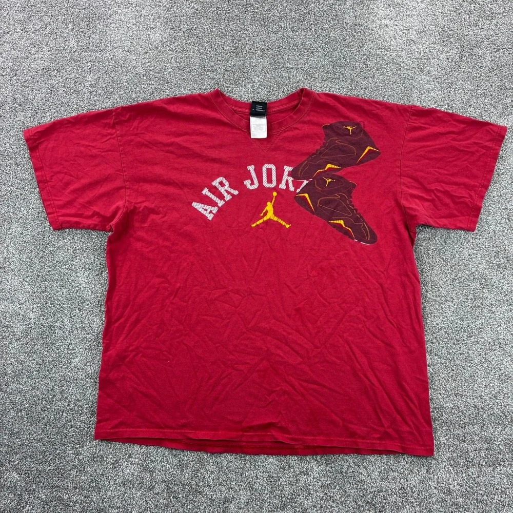 Vintage Y2K Air Jordan 7 Retro Shirt Mens XL Red Basketball Shoes Sneakers